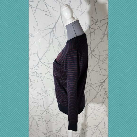 Outfit Italy Dandychic Navy Striped Eclectic Crewneck Sweater - Picture 3 of 5